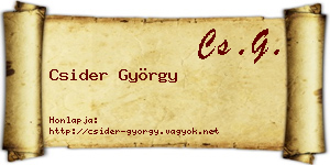 Csider György névjegykártya