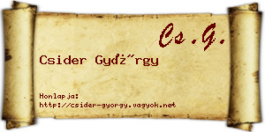 Csider György névjegykártya